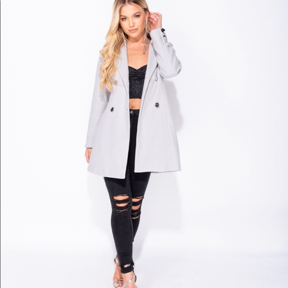 Silver Button Detail Double Breasted Coat 💕 - Picture 2 of 4